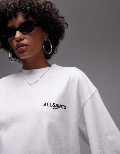 AllSaints - Amelie - Hvid oversized T-shirt med print på ryggen, 2 af 4