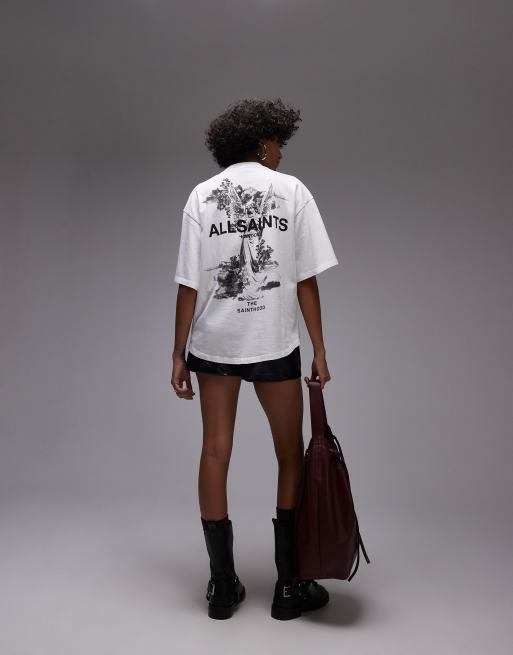 AllSaints - Amelie - Hvid oversized T-shirt med print på ryggen, 3 af 4