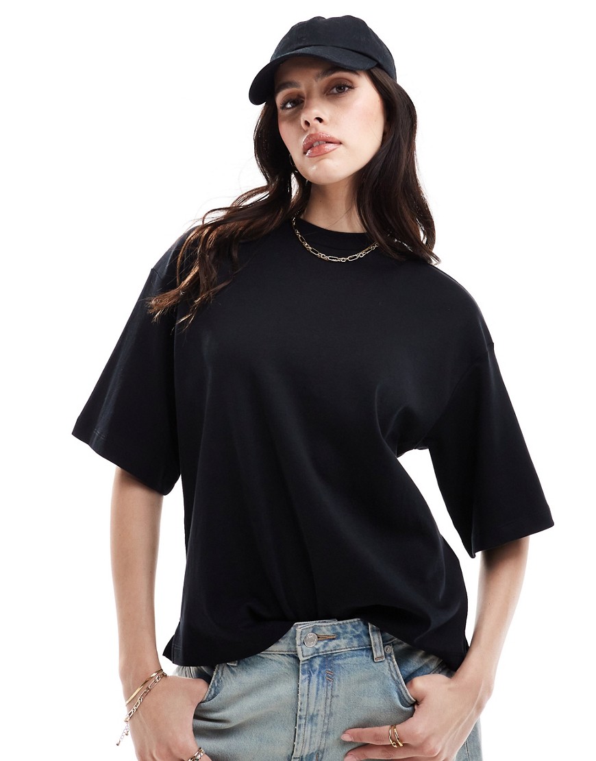 AllSaints Amelie oversized boxy t-shirt in black