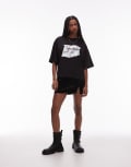 [AllSaints] AllSaints Amelie scrunch graphic logo t-shirt in black 10-12 BLACK