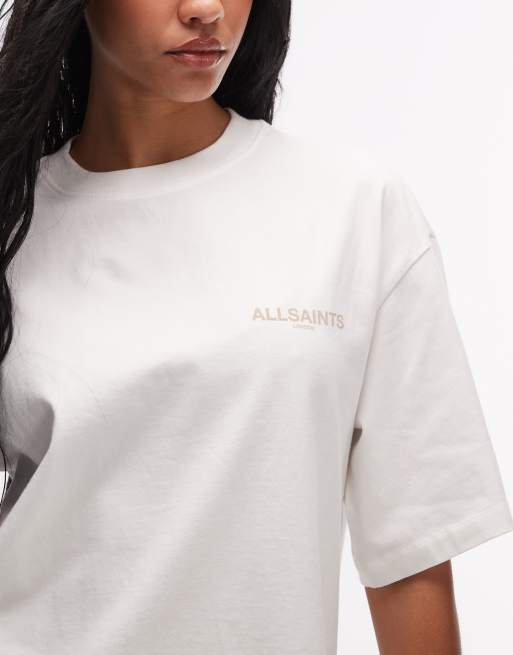 AllSaints - Amelie - T-shirt à manches courtes et imprimé Temphus - Blanc optique, 3 de 4
