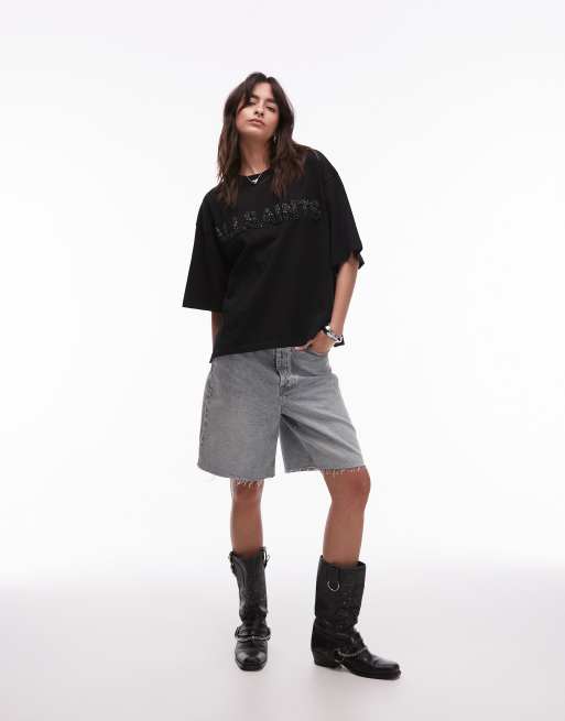 AllSaints - Amelie - T-shirt met pareltjes in zwart, 3 van 4