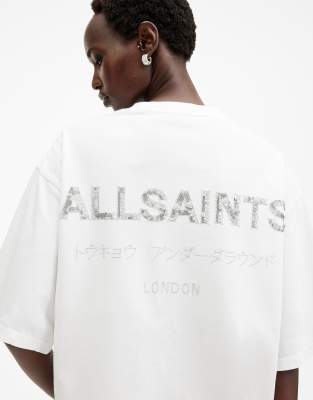 T-shirt Homme AllSaints Blanc - Taille L, Coupe Décontractée, Logo, Coton, Occasion Parfait État