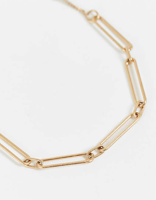 AllSaints amethyst stone charm bracelet in gold 