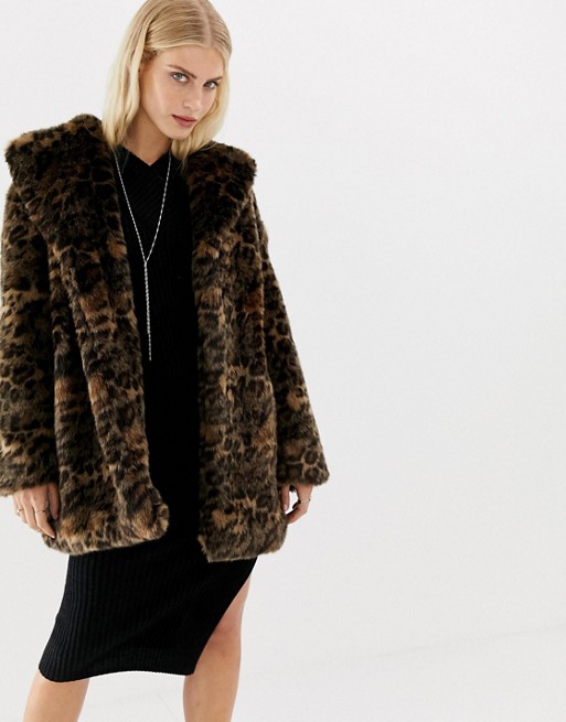 AllSaints Amice faux fur coat in leopard | ASOS