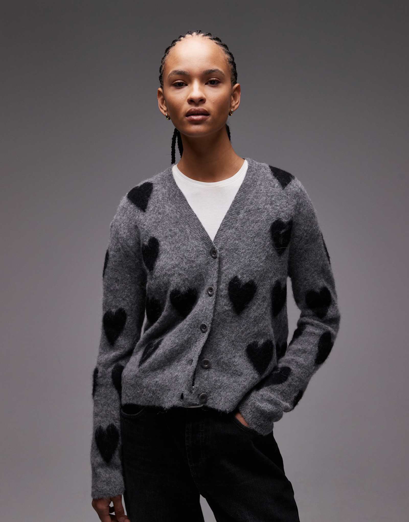 Кардиган Allsaints amora heart серого цвета