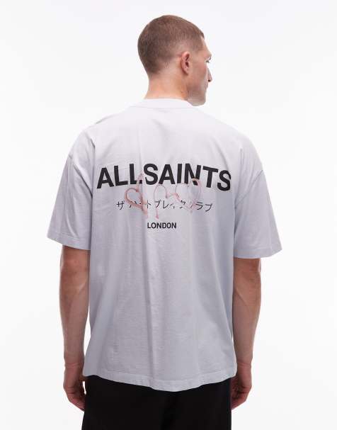 AllSaints Amore crew t-shirt in shore blue 