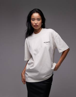 Allsaints Amore Oversized Back Print T-shirt In White