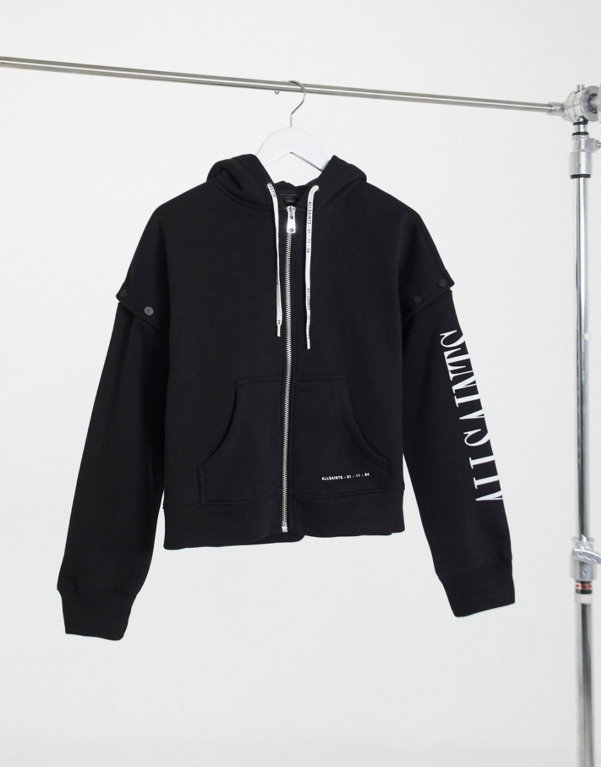 AllSaints Amphia Chlo zip hoodie in black