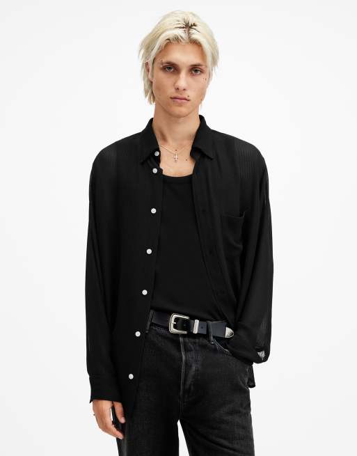 AllSaints Ando shirt in jet black