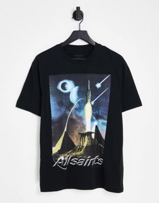 AllSaints andromeda retro graphic t-shirt in black