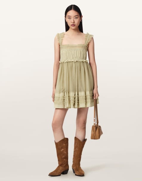 AllSaints - Angela - Mini jurk in groen - view 1