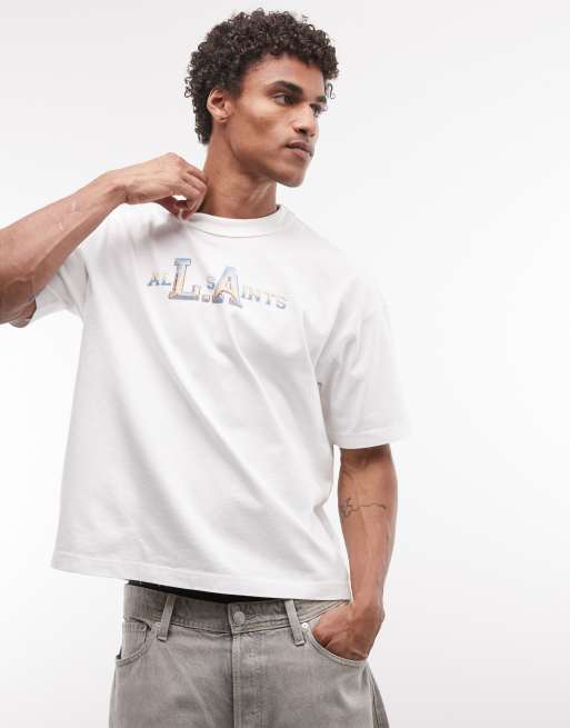 AllSaints – Angelino – Vit t-shirt med korta ärmar och logga, 3 av 5