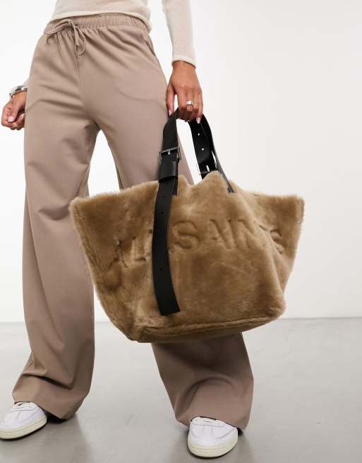 AllSaints – Anik – Brązowa torba typu tote z kożuszka i skóry, 2 z 4