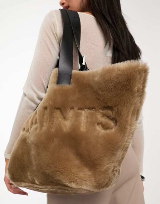 AllSaints - Anik - Brun tote-taske i læder og imiteret pels, 3 af 4
