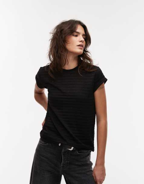 AllSaints – Anna – Gestreiftes T-Shirt in Schwarz - view 1