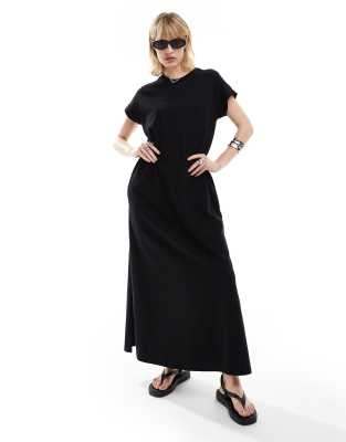 AllSaints Anna maxi t-shirt dress in black | ASOS