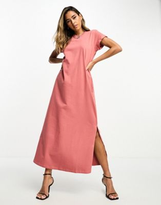 AllSaints Anna maxi tee dress in rose - ASOS Price Checker