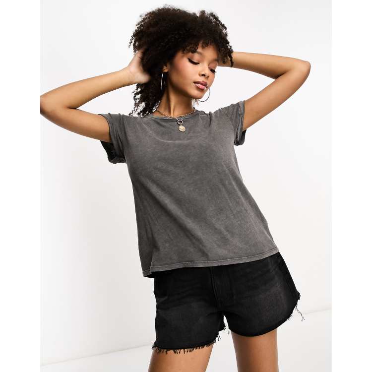 AllSaints Anna t-shirt in acid wash black | ASOS