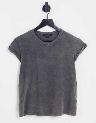 Allsaints Anna T-shirt In Acid Wash Black In Black