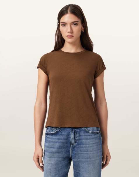 AllSaints – Anna – T-Shirt in Cognacbraun - view 1