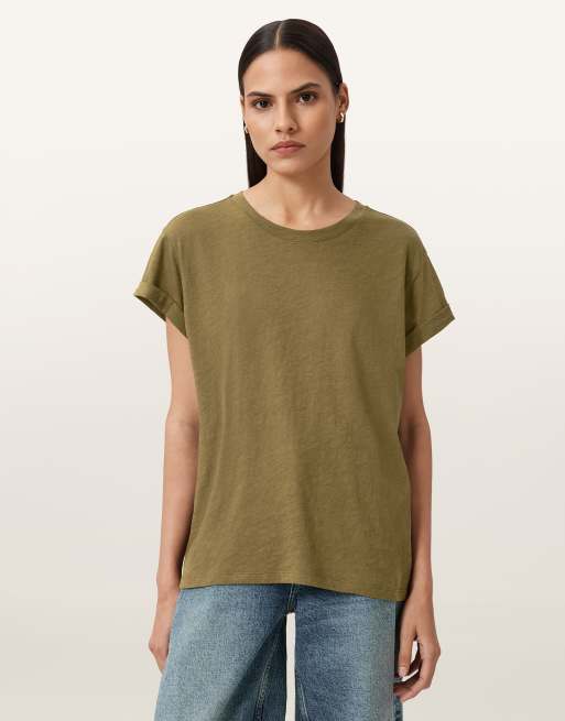 AllSaints – Anna – T-Shirt in Fango-Grün