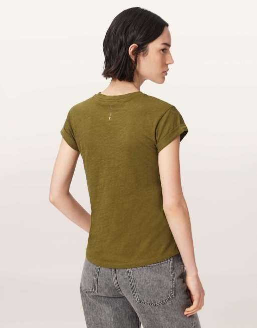 AllSaints – Anna – T-Shirt in Khakigrün, 3 von 7