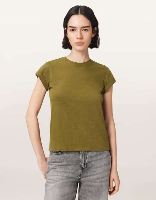 AllSaints – Anna – T-Shirt in Khakigrün, 4 von 7