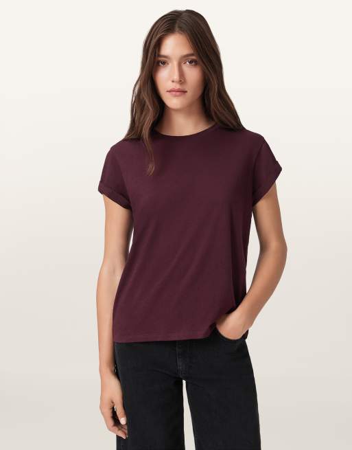 AllSaints – Anna – T-Shirt in Ochsenblutrot