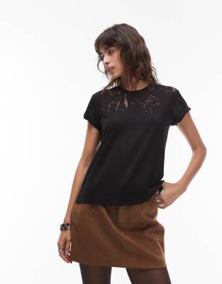 AllSaints - Anna - T-Shirt in Schwarz mit Schlangenmuster