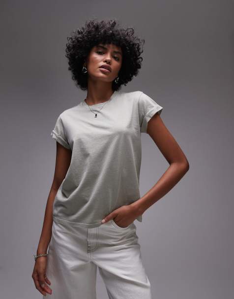 Allsaints anna tee in abbey stone green - view 1