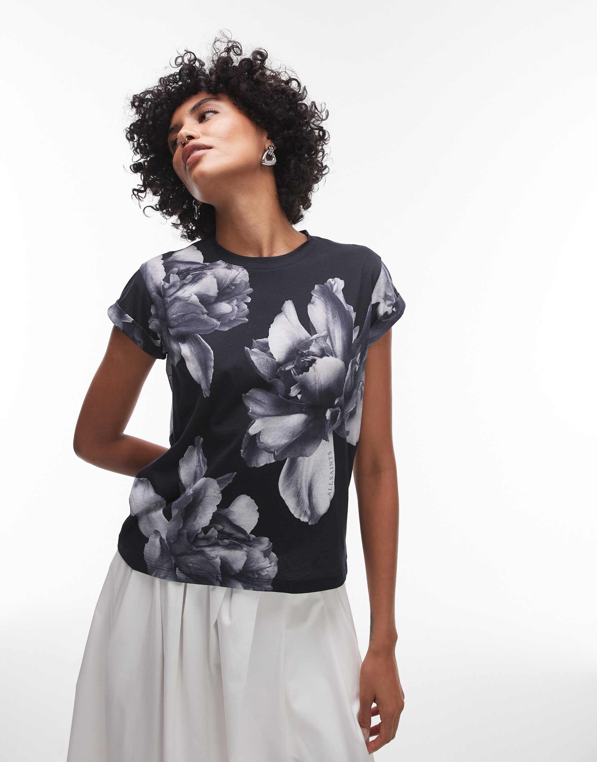 allsaints anna tee in ione black