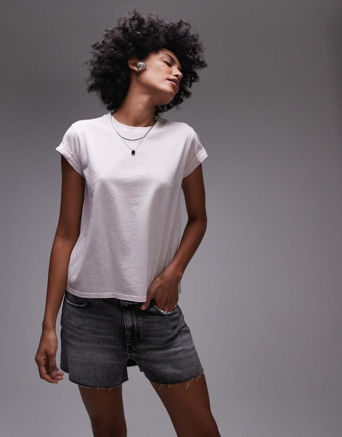 Allsaints anna tee in lilac ash pink
