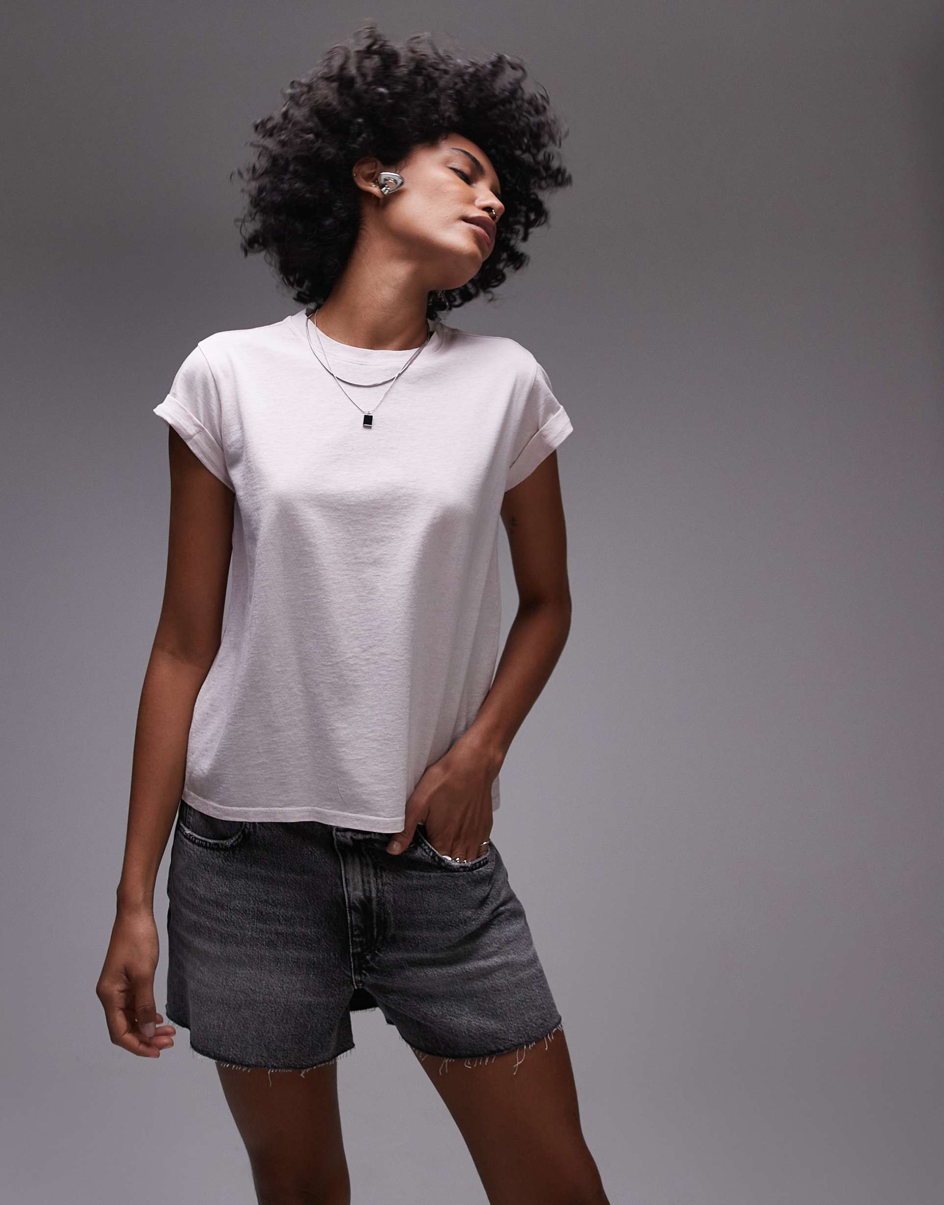 allsaints anna tee in lilac ash pink