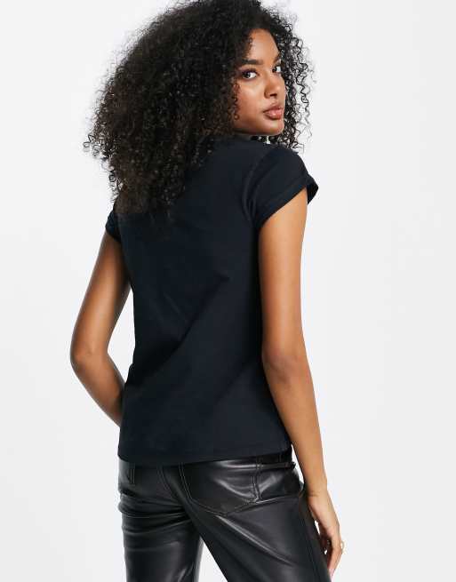 AllSaints – Anna – Vintagesvart t-shirt med logga och vargtryck, 2 av 4