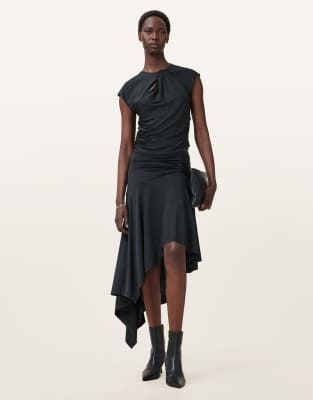 Allsaints Annalie Slim Fit Jersey Top In Black