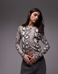 [AllSaints] AllSaints Anouk snake print cardigan in flow ecru white 10-12 flow ecru white