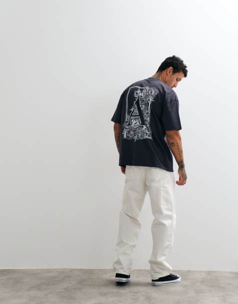 AllSaints - Anthos - T-shirt à manches courtes avec logo imprimé au dos - Noir délavé - view 1