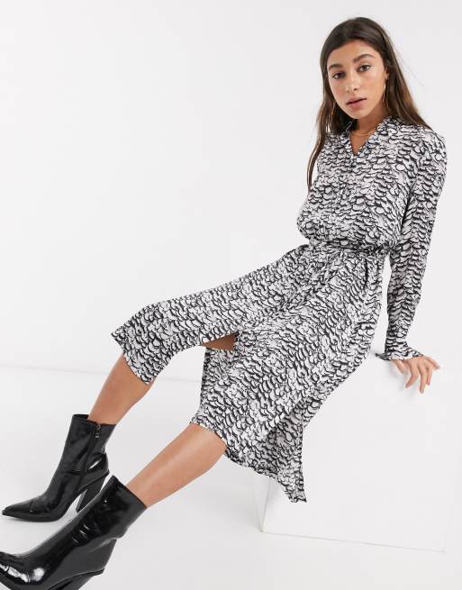 AllSaints anya plume wing midi shirt dress ASOS