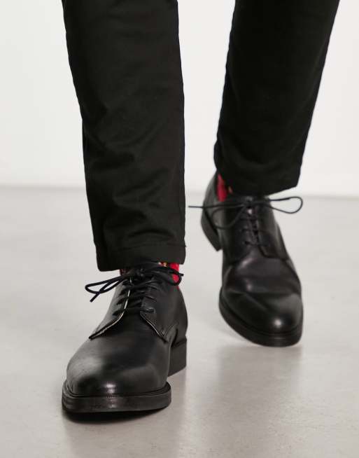 AllSaints Apollo Derby leather shoes in black | ASOS display picture 1