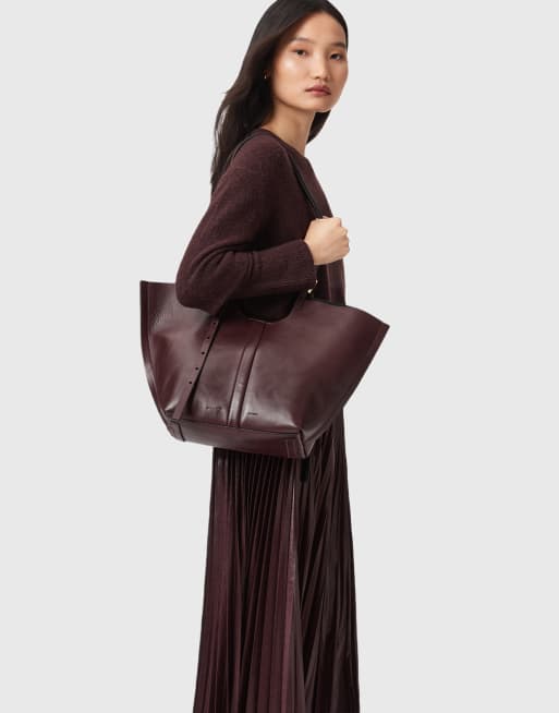 AllSaints – Ara – Brązowa skórzana torba typu tote | ASOS