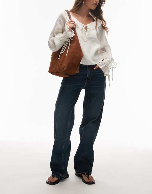 Allsaints ara suede tote in cognac brown | ASOS