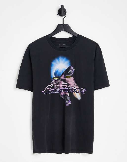 AllSaints - Arcade - T-shirt met grafische print in zwart 