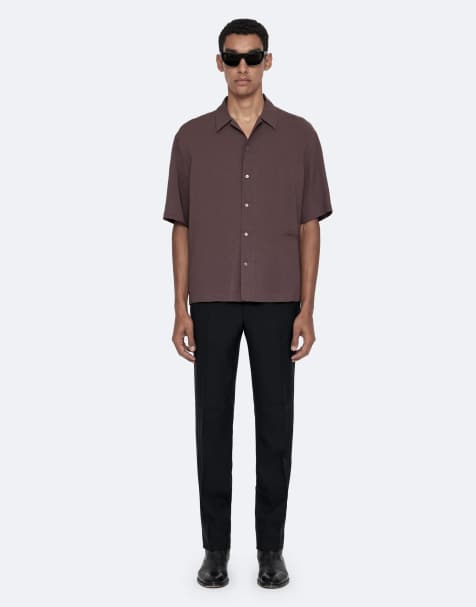AllSaints Archer chemise à manches courtes en violet mauve foncé - view 1