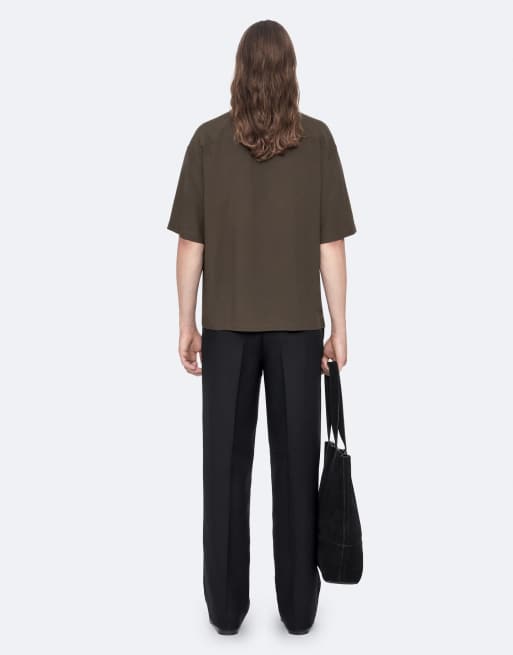 AllSaints Archer overhemd met korte mouwen in donker olijfgroen, 4 van 7