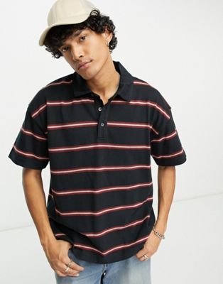AllSaints Arden polo shirt in stripe - ASOS Price Checker