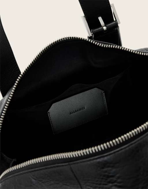 AllSaints - Ares - Bolso de hombro negro y plateado granulado, 2 de 6