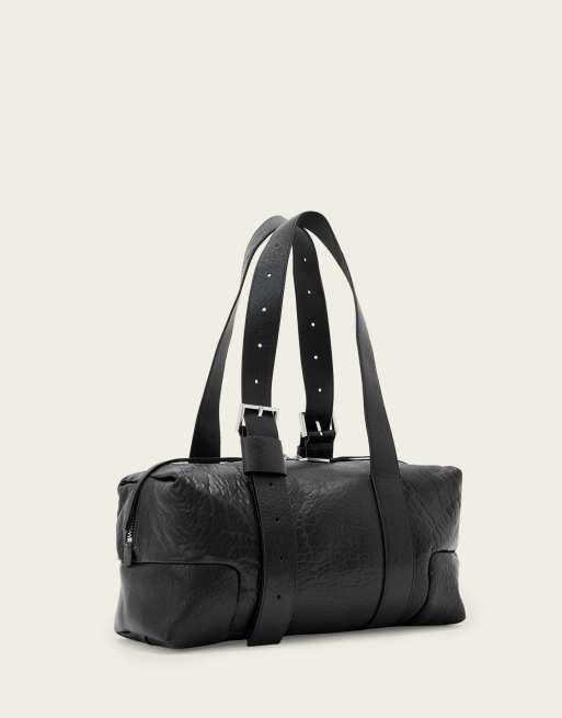 AllSaints - Ares - Bolso de hombro negro y plateado granulado, 6 de 6