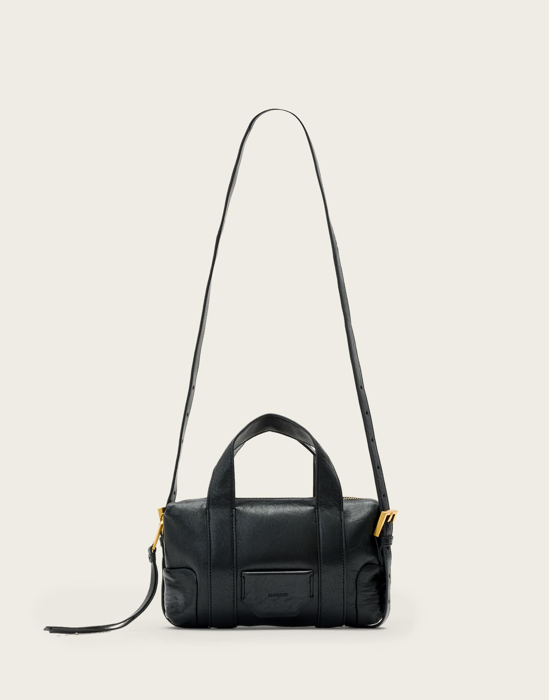 allsaints ares g compact crossbody bag in black