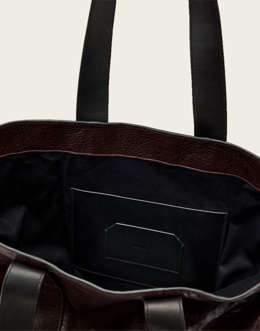 AllSaints Ares Gain leather tote bag in burgundy, 4 of 4